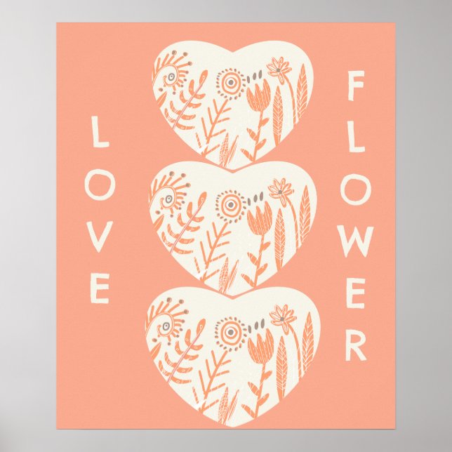 Poster Boho Love Flower Heart (Frente)