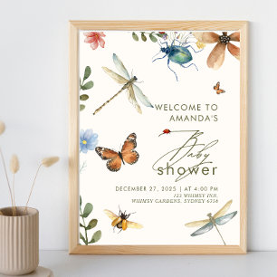 Poster Boho Love Inseto Insetos Dragonfly chá de fraldas