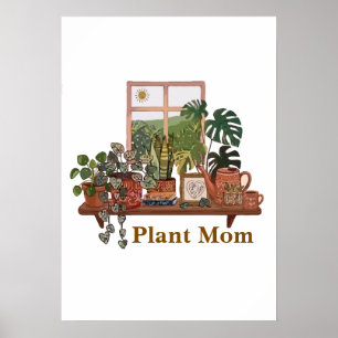Poster Boho Mãe de Planta Jardim Interno Aquarela