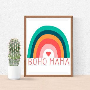 Poster Boho Mama Arco-íris Cores Modernas e Brilhantes