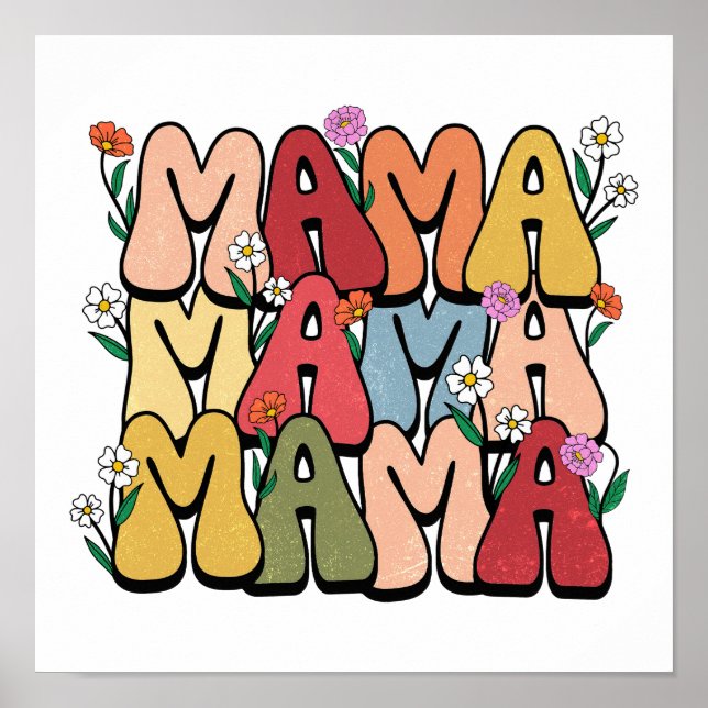 Poster Boho "Mama" Stacked Typography (Frente)