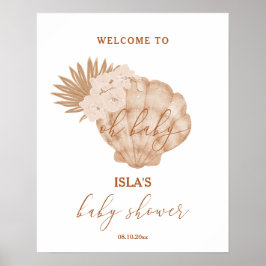 Poster Boho Marinho Chá de Bebê Boas-Vindas