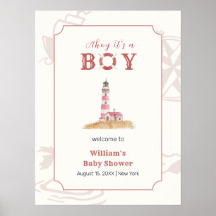 Poster Boho Menino Chamada de Baby Shower no Farol Náutic