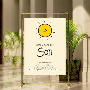 Poster Boho Minimalista Aqui vem o Chá de fraldas do Sol