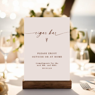 Poster Boho Minimalista Favor Cigar Bar Sinal de Casament
