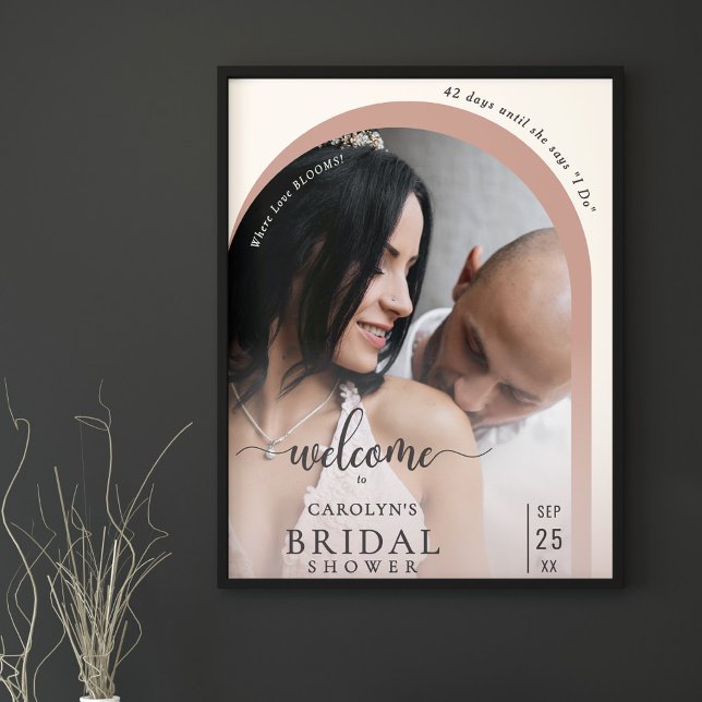Poster Boho Modern Arch Photo Bridal Shower Welcome (Criador carregado)