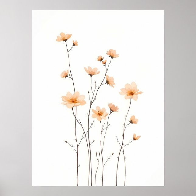 Poster Boho Modern Art Delicate Peach Blossom Field (Frente)