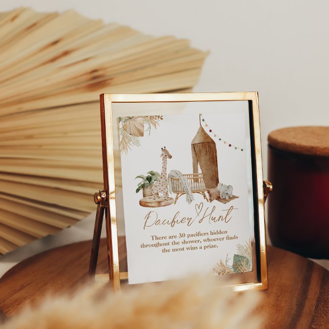 Poster Boho Modern Heart Font Chá de fraldas Pacifier Hun (Criador carregado)