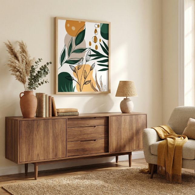 Poster Boho moderno  formas geométricas abstratas botânic (Criador carregado)