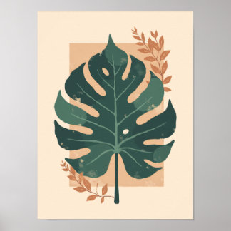 Poster Boho Monstera Leaf Wall Art Minimalista