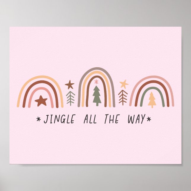 Poster Boho Natal Arco-Íris Tons Mudados Tons Tons Tintos (Frente)