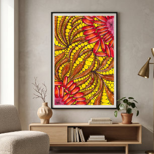 Poster Boho Orgânico Abstrato Maximalista Quente