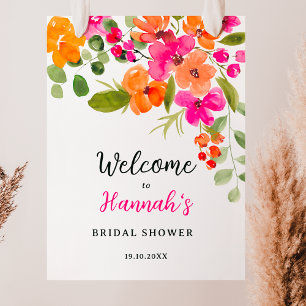 Poster Boho outono cor laranja cor d'água floral bridal