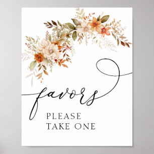 Poster boho outono outono floral sinal de favores