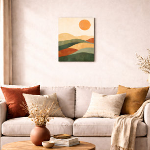 Poster Boho Paisagem Abstrata Tons Terrosos Deserto