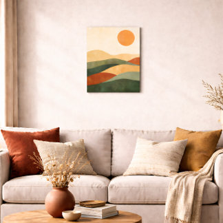 Poster Boho Paisagem Abstrata Tons Terrosos Deserto
