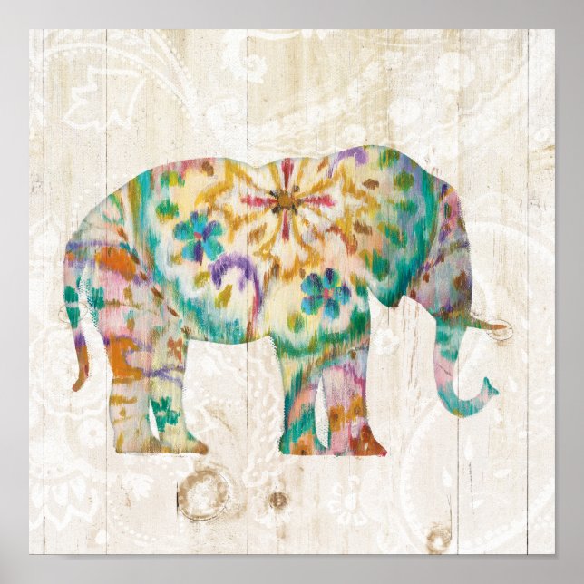 Poster Boho Paisley Elephant I (Frente)