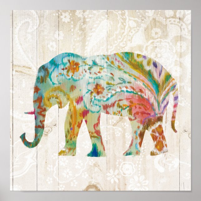 Poster Boho Paisley Elephant II (Frente)