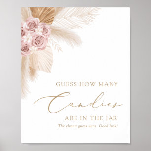 Poster Boho Pampas Adivinha Quantas Candies Sign