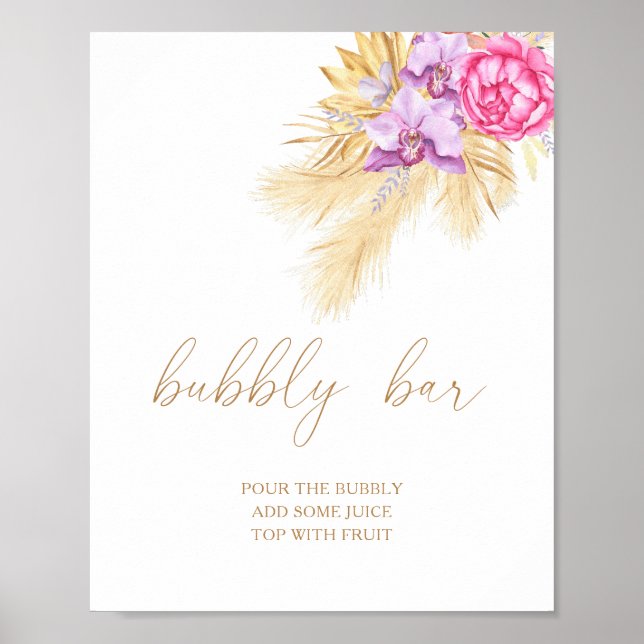 Poster Boho pampas - bar borbulhante (Frente)
