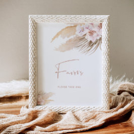 Poster Boho pampas chás de fraldas boêmicas