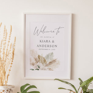 Poster Boho Pampas Grass & Beige Floral - Sinal de Boho P