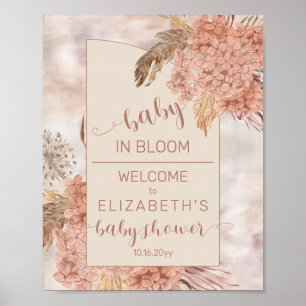 Poster Boho Pampas Grass   Chá de fraldas Hydrangeas Bem-