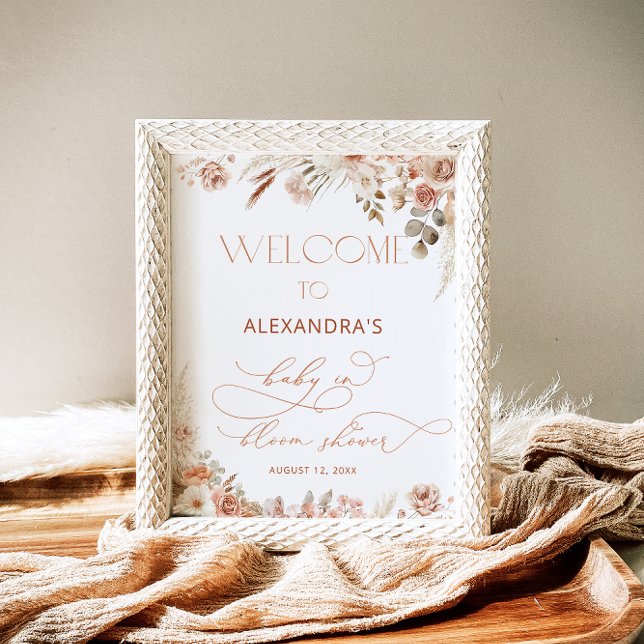 Poster Boho Pampas Grass Chá de fraldas Neutro (Criador carregado)