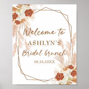 Poster Boho Pampas Grass Elegante Bridal Brunch Bem-Vindo