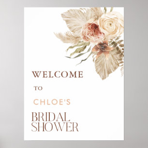 Poster Boho Pampas Grass Floral Chá de Noiva Bem-Vindo