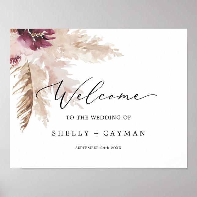 Poster Boho Pampas Grass Wedding (Frente)
