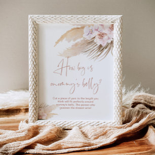 Poster Boho pampas, o tamanho do jogo de barriga de mamãe