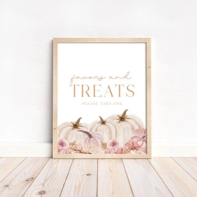 Poster Boho Pampas Rosa Pumpkin Favorece e trata (Available for print & instant digital download!)