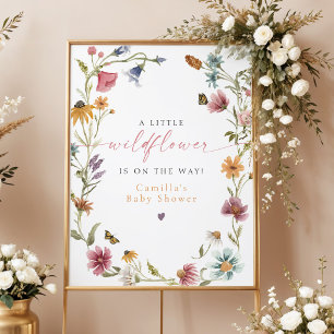 Poster Boho Pequena Flor Silvestre Chá de Bebê Bem-Vindo