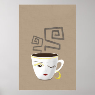 Poster Boho pequeno café branco africano, café, parte 4