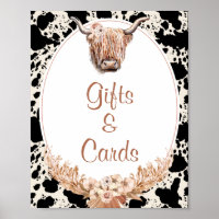 Boho - Presente de Vaca Floral e Sinal de Chá de f