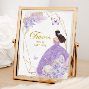 Poster Boho Purple Butterfly Quinceañera Favor