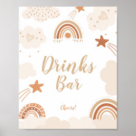 Poster Boho Rainbow Bebe Sinal de Bar