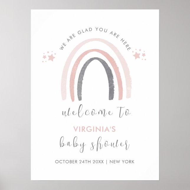 Poster Boho Rainbow Chá de fraldas Simples (Frente)