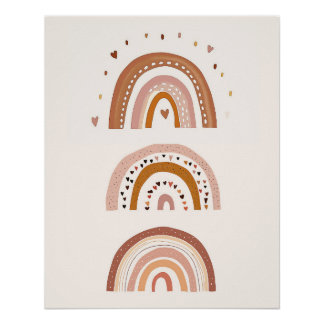 Pôster Boho Rainbow Nursery Wall Art, Arte Neutral para C