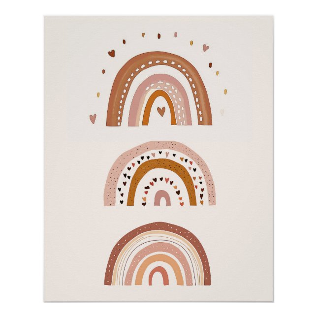 Pôster Boho Rainbow Nursery Wall Art, Arte Neutral para C (Frente)