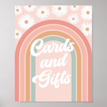 Boho Retro Daisy Birthday Cards and Gift Sinal