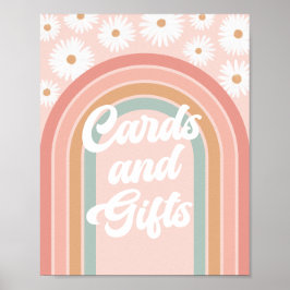 Poster Boho Retro Daisy Birthday Cards and Gift Sinal