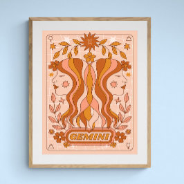 Poster Boho Retro Gemini Zodiac