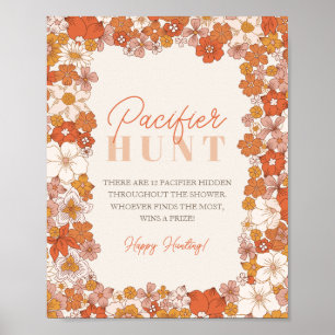 Poster Boho Retro Groovy Floral Pacifier Hunt