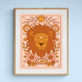 Poster Boho Retro Leo Zodiac