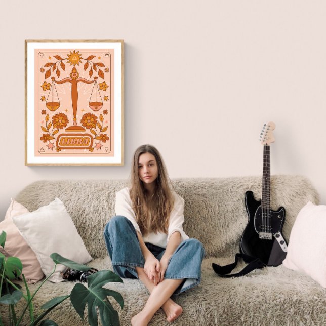 Poster Boho Retro Libra Zodiac (Criador carregado)