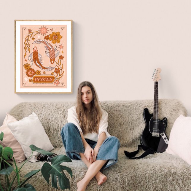 Poster Boho Retro Peixes Zodiac (Criador carregado)