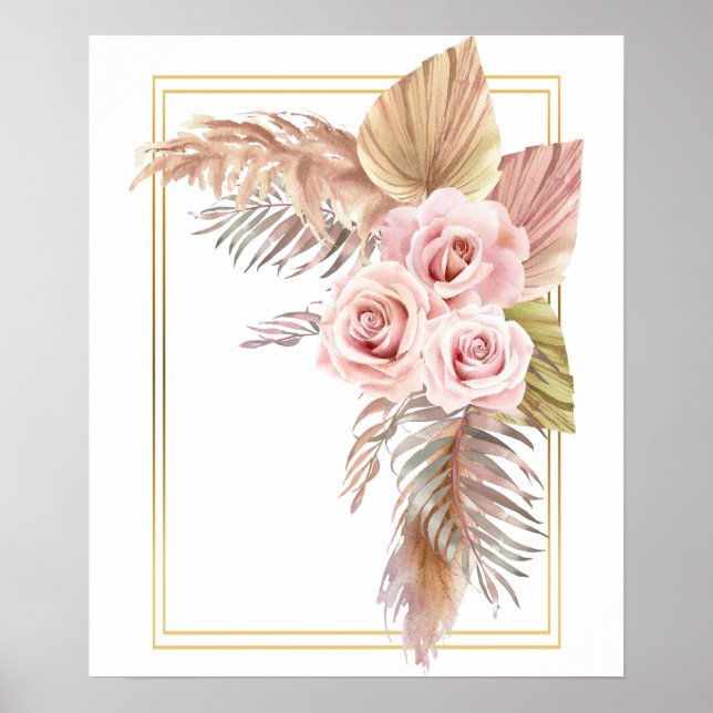 Poster Boho Rosa Pampas Grass Palm Seco (Frente)