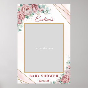 Poster Boho rosas cor de rosa desbotado dourado adereço p